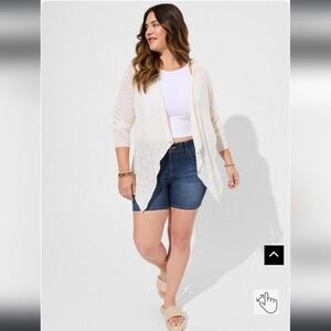 Torrid Ivory Slub Cardigan Drape Front Sweater Size 2